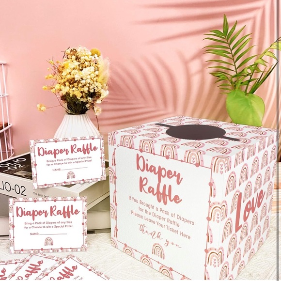 Diaper Raffle Collection Box Party Supplies | Newbohotheme Diaper Raffle Game With Box Funny Diaper ...